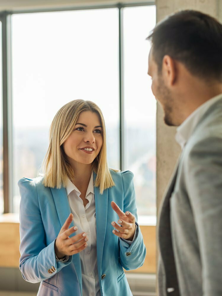 two colleagues talking